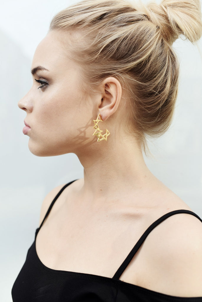 Throwing Star, Gold Earrings