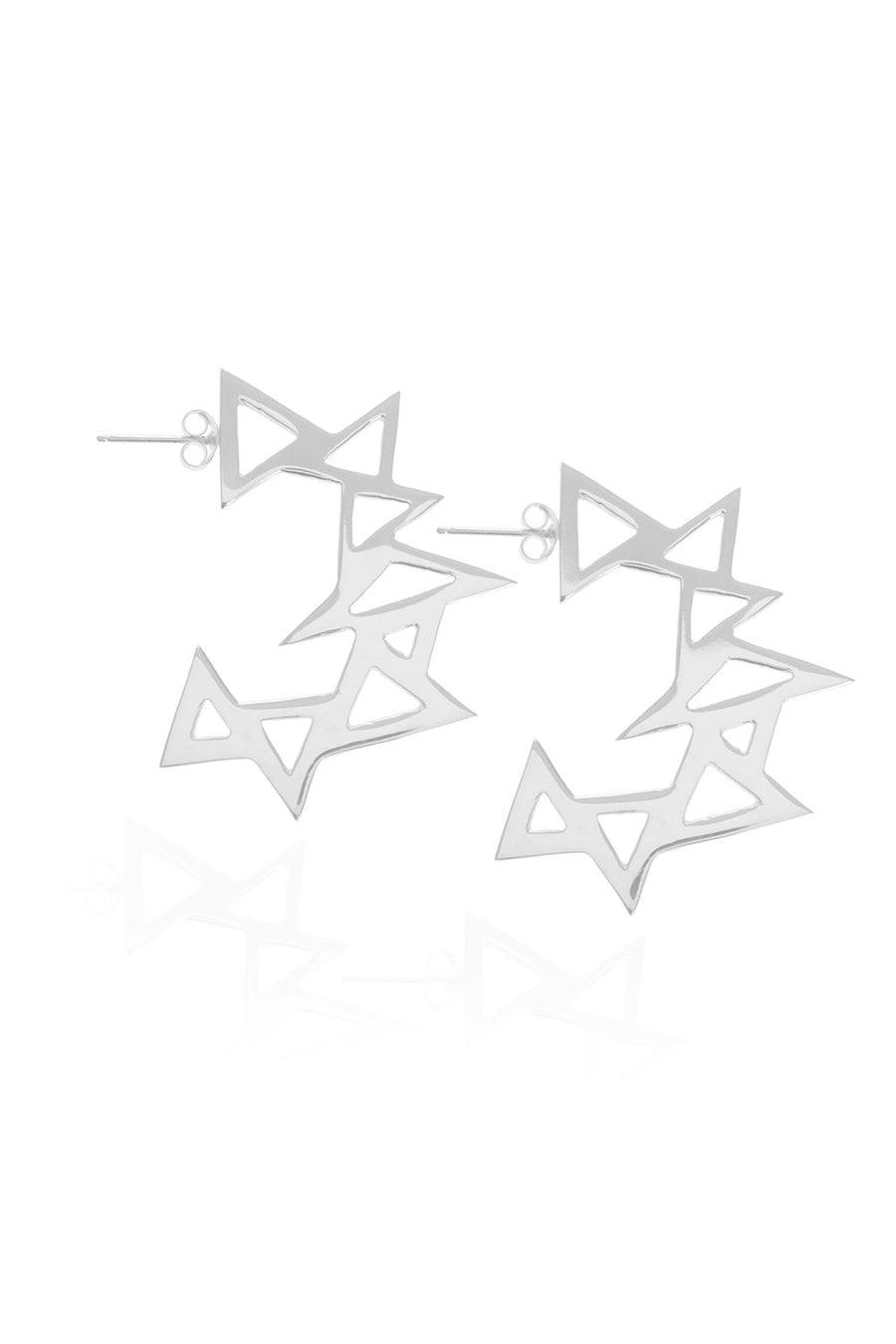 Throwing Star, Silver Earrings