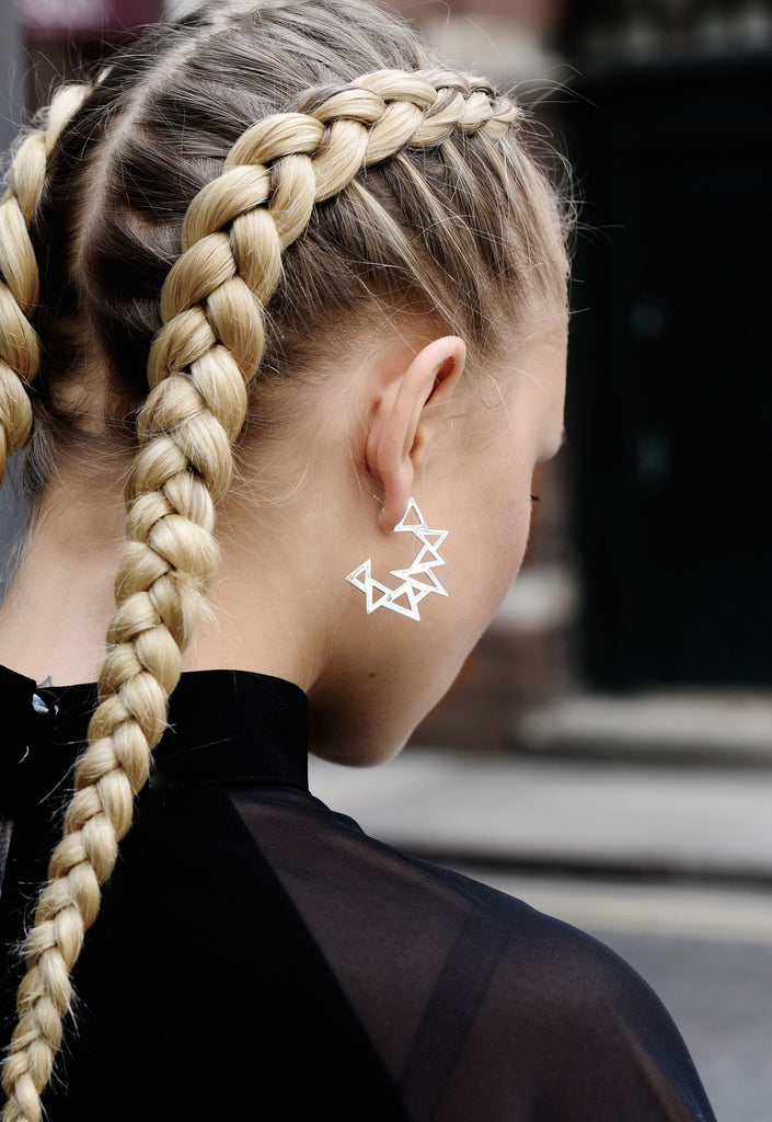 Throwing Star, Silver Earrings