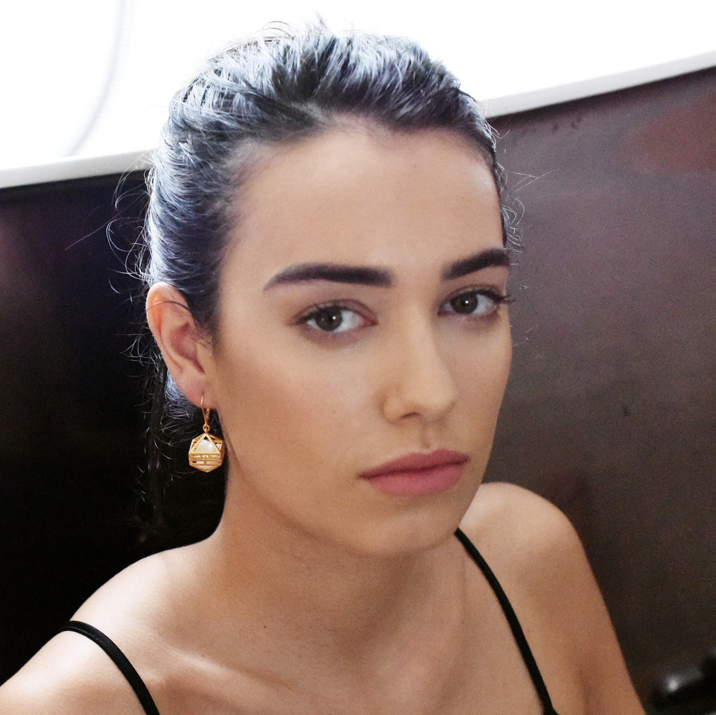 Beauty Within Earrings with Agate Drusy Quartz Crystal, Silver